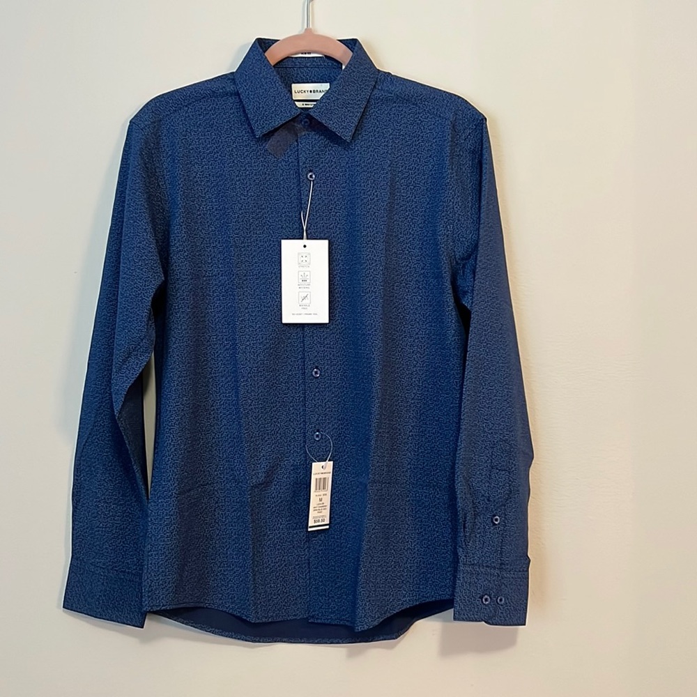Lucky Brand blue polyester button up shirt